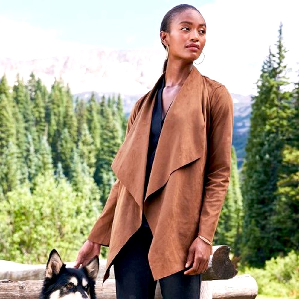 Soft Surroundings Shape Drape Suede Jacket
